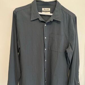 Madewell Men's Gray/Green Long-Sleeve Button-Down Shirt